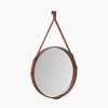 Vintage Brown Leather Frame Round Wall Mirror