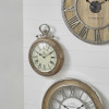 Mango Wood and Silver Metal Stopwatch Design Wall Clock