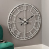 Antique Grey Metal Round Wall Clock Large