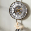 Antique Gold Wood and Mirror Working Cog Round Wall Clock