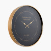 Black Face and Antique Brass Metal Wall Clock