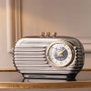 Graphite and Gold Metal Retro Radio Style Table Clock