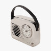 Silver Metal Retro Radio Style Table Clock