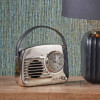 Silver Metal Retro Radio Style Table Clock