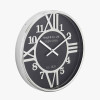 Silver Metal and Black Face Round Wall Clock