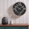 Silver Metal and Black Face Round Wall Clock