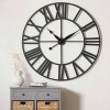 Black Metal Large Round Wall Clock