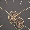 Black and Champagne Gold Wood Working Cog Wall Clock