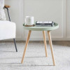 Halston Sage Green Wood Veneer and Natural Pine Wood Side Table