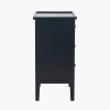 Chelmsford Satin Black Pine Wood 3 Drawer Bedside Unit