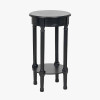 Heritage Black Pine Wood Round Accent Table