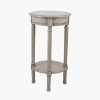 Heritage Taupe Pine Wood Round Accent Table