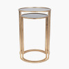 Veneziano S/2 Antique Gold Metal and Black Glass Side Tables