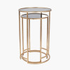 Veneziano S/2 Antique Gold Metal and Black Glass Side Tables