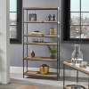 Gallery Natural Wood Veneer and Black Metal 5 Shelf Unit