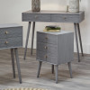 Chaya Dark Grey Pine Wood 3 Drawer Bedside Table