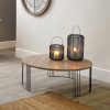 Atri Dark Oak Wood Veneer and Black Metal Coffee Table