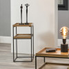 Gallery Natural Wood Veneer and Black Metal Side Table