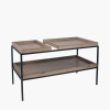 Gallery Natural Wood Veneer and Black Metal Coffee Table