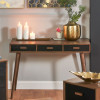 Klee Black Pine Wood 3 Drawer Desk