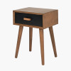 Klee Black Pine Wood 1 Drawer Side Table