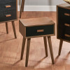 Klee Black Pine Wood 1 Drawer Side Table