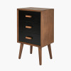 Klee Black Pine Wood 3 Drawer Bedside