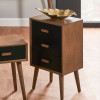 Klee Black Pine Wood 3 Drawer Bedside