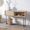 Marca Sand Wash Acacia Wood and Black Metal 1 Drawer Console Table