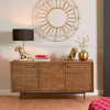 Arte Dark Brown Acacia Wood and Black Metal 3 Door Sideboard