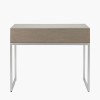 Ambroso Grey Wash Mango Wood and Silver Metal 2 Drawer Dressing Table