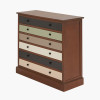 Loft Sage Multicoloured Pine Wood 6 Drawer Unit