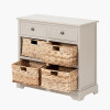 Devonshire Putty Pine Wood 2 Drawer 4 Basket Unit