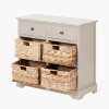 Devonshire Putty Pine Wood 2 Drawer 4 Basket Unit