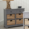 Devonshire Grey Pine Wood 2 Drawer 4 Basket Unit