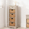 Devonshire Putty Pine Wood 1 Drawer 4 Basket Tall Unit