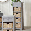 Devonshire Grey Pine Wood 1 Drawer 4 Basket Tall Unit