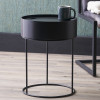 Hugo Black Wood Veneer and Black Metal Storage Table