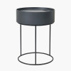 Hugo Dark Grey Wood Veneer and Black Metal Storage Table