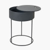 Hugo Dark Grey Wood Veneer and Black Metal Storage Table