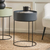 Hugo Dark Grey Wood Veneer and Black Metal Storage Table