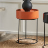 Hugo Tobacco Wood Veneer and Black Metal Storage Table