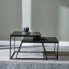 Mashiko S/2 Black Ash Veneer and Black Metal Coffee Tables