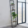 Jersey Concrete Effect Wood Veneer and Black Metal 4 Shelf Unit