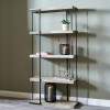 Jersey Concrete Effect Wood Veneer and Black Metal 4 Shelf Unit