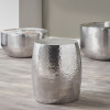 Sangli Polished Silver Hammered Metal Stool