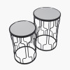 Caprisse S/2 Mirrored Glass and Graphite Metal Side Tables