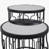 Caprisse S/2 Mirrored Glass and Graphite Metal Side Tables