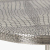 Caiman Antique Silver Croc Print Metal and Black Mango Wood Side Table