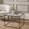 Roxy Glass and Black Metal Coffee Table